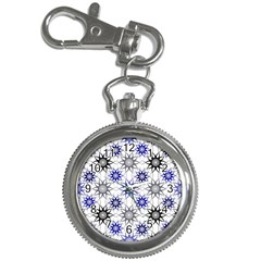Pearl Pattern Floral Design Art Digital Seamless Blue Black Key Chain Watches by Vaneshart