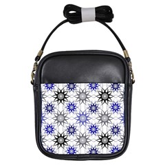 Pearl Pattern Floral Design Art Digital Seamless Blue Black Girls Sling Bag by Vaneshart