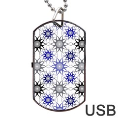 Pearl Pattern Floral Design Art Digital Seamless Blue Black Dog Tag Usb Flash (two Sides)