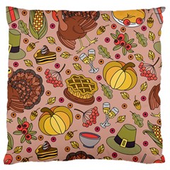Thanksgiving Pattern Large Flano Cushion Case (one Side) by Sobalvarro