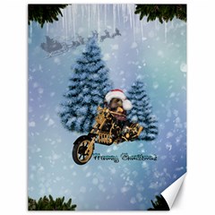 Merry Christmas, Funny Mouse On A Motorcycle With Christmas Hat Canvas 18  X 24  by FantasyWorld7