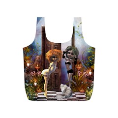 Cute Dark Fairys With Cat Full Print Recycle Bag (s) by FantasyWorld7