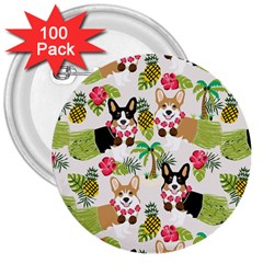 Corgis Hula Pattern 3  Buttons (100 Pack)  by Sapixe