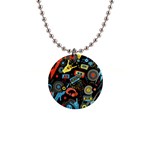 Music Pattern 1  Button Necklace Front