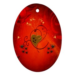 Golden Heart On Vintage Background Ornament (oval) by FantasyWorld7