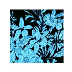 Blue Winter Tropical Floral Watercolor Small Satin Scarf (square)