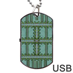 Rainforest Vines And Fantasy Flowers Dog Tag Usb Flash (one Side)