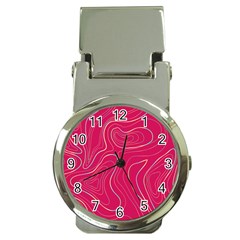 Pink Golden Lines Money Clip Watches by designsbymallika