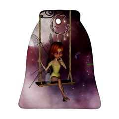 Little Fairy On A Swing With Dragonfly In The Night Ornament (bell) by FantasyWorld7