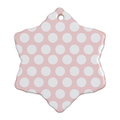 Pink And White Polka Dots Snowflake Ornament (two Sides) by mccallacoulture