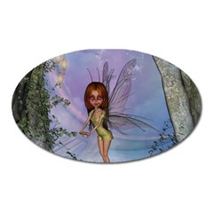 Cute Ittle Fairy With Ladybug Oval Magnet by FantasyWorld7