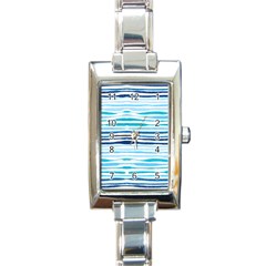 Blue Waves Pattern Rectangle Italian Charm Watch by designsbymallika