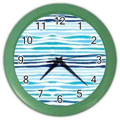 Blue Waves Pattern Color Wall Clock by designsbymallika