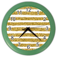 Golden Stripes Color Wall Clock by designsbymallika