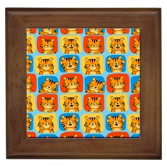 Cute Tiger Pattern Framed Tile by designsbymallika