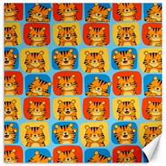 Cute Tiger Pattern Canvas 16  X 16  by designsbymallika