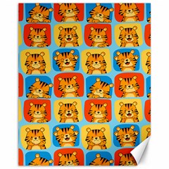 Cute Tiger Pattern Canvas 11  X 14  by designsbymallika