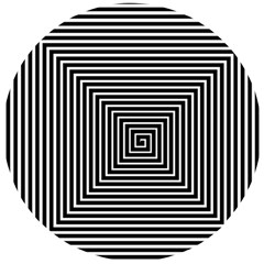 Maze Design Black White Background Wooden Puzzle Round by HermanTelo