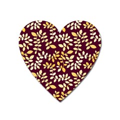 Golden Leaf Pattern Heart Magnet by designsbymallika