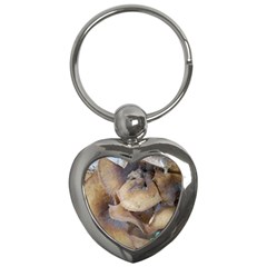 Close Up Mushroom Abstract Key Chain (heart) by Fractalsandkaleidoscopes