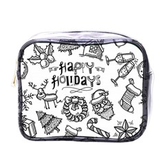 Christmas Seamless Pattern Doodle Style Mini Toiletries Bag (one Side) by Vaneshart