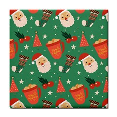 Colorful Funny Christmas Pattern Tile Coaster by Vaneshart