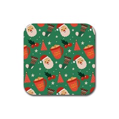 Colorful Funny Christmas Pattern Rubber Coaster (square)  by Vaneshart