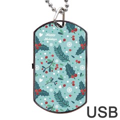 Seamless Pattern With Berries Leaves Dog Tag Usb Flash (two Sides)