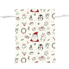 Cute Christmas Doodles Seamless Pattern  Lightweight Drawstring Pouch (xl) by Vaneshart