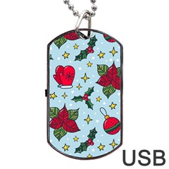 Colorful Funny Christmas Pattern Dog Tag Usb Flash (one Side)