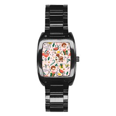 Colorful Funny Christmas Pattern Stainless Steel Barrel Watch by Vaneshart