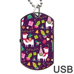 Colorful Funny Christmas Pattern Dog Tag USB Flash (One Side) Front