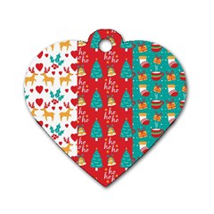 Funny Christmas Pattern Dog Tag Heart (two Sides) by Vaneshart