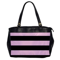 Black And Light Pastel Pink Large Stripes Goth Mime French Style Oversize Office Handbag by genx