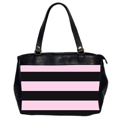 Black And Light Pastel Pink Large Stripes Goth Mime French Style Oversize Office Handbag (2 Sides) by genx