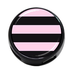 Black And Light Pastel Pink Large Stripes Goth Mime French Style 4-port Usb Hub (one Side) by genx