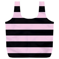 Black And Light Pastel Pink Large Stripes Goth Mime French Style Full Print Recycle Bag (xxxl) by genx