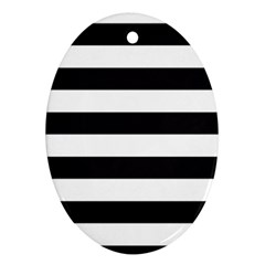 Black And White Large Stripes Goth Mime French Style Oval Ornament (two Sides) by genx