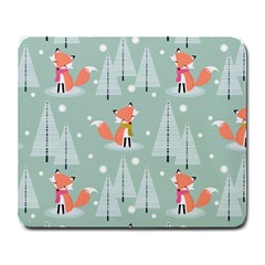 Cute Fox Christmas Winter Seamless Pattern Large Mousepads by Vaneshart