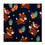 Colorful Funny Christmas Pattern Tile Coaster Front