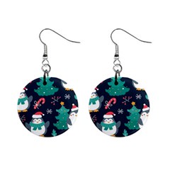 Colorful Funny Christmas Pattern Mini Button Earrings by Vaneshart