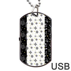 Black Golden Christmas Pattern Collection Dog Tag Usb Flash (one Side)