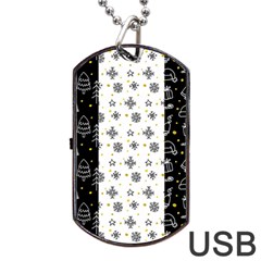Black Golden Christmas Pattern Collection Dog Tag Usb Flash (two Sides)
