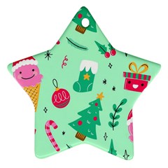 Funny Christmas Pattern Background Ornament (star) by Vaneshart