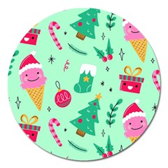 Funny Christmas Pattern Background Magnet 5  (round) by Vaneshart