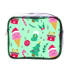 Funny Christmas Pattern Background Mini Toiletries Bag (one Side) by Vaneshart