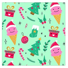 Funny Christmas Pattern Background Large Satin Scarf (square) by Vaneshart