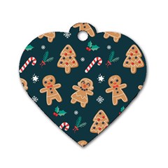 Colourful Funny Christmas Pattern Dog Tag Heart (one Side) by Vaneshart