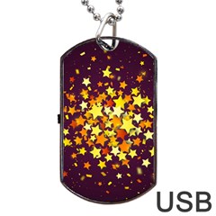 Colorful Confetti Stars Paper Particles Scattering Randomly Dark Background With Explosion Golden St Dog Tag Usb Flash (two Sides)