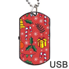 Colorful Funny Christmas Pattern Dog Tag Usb Flash (one Side)